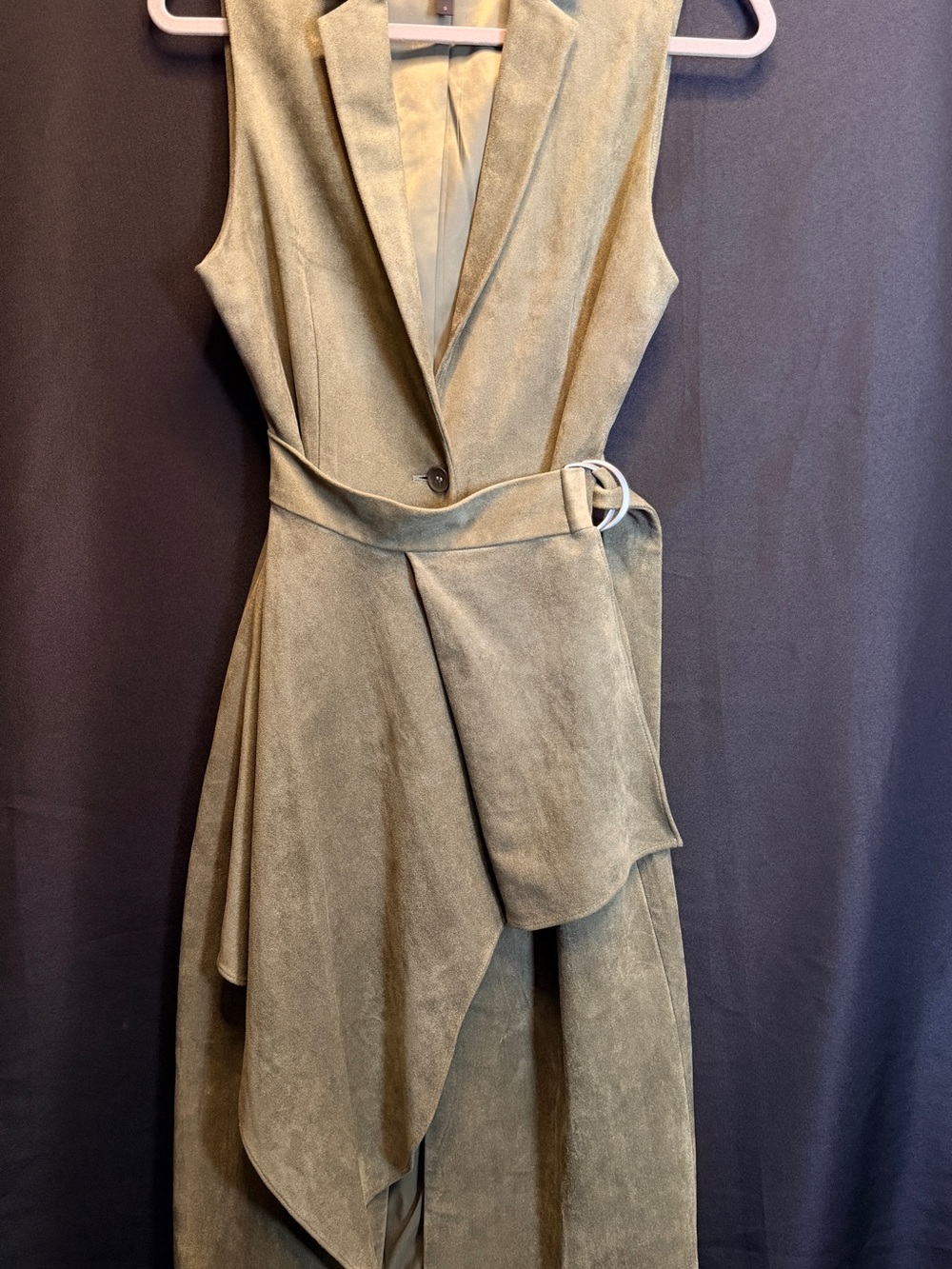 BCBGMaxAzria Taupe Asymmetrical Sleeveless Wrap Dress with Belt New! Missing tag